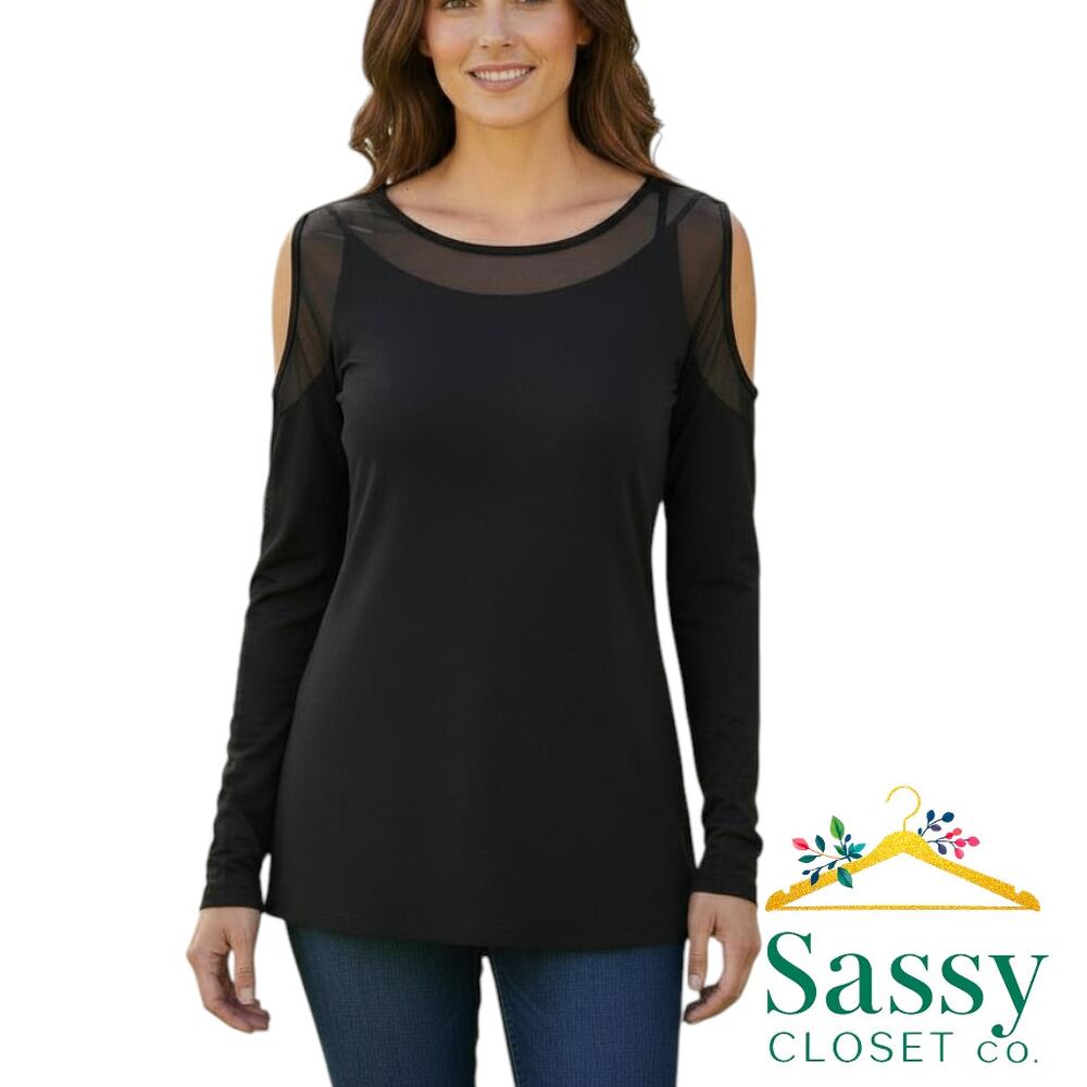 Bailey 44 Black Cold Shoulder Top Date Night Edgy Minimalist M